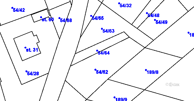 Parcela st. 54/64 v KÚ Nové Dvory u Kamenné, Katastrální mapa