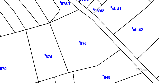 Parcela st. 876 v KÚ Klementice, Katastrální mapa