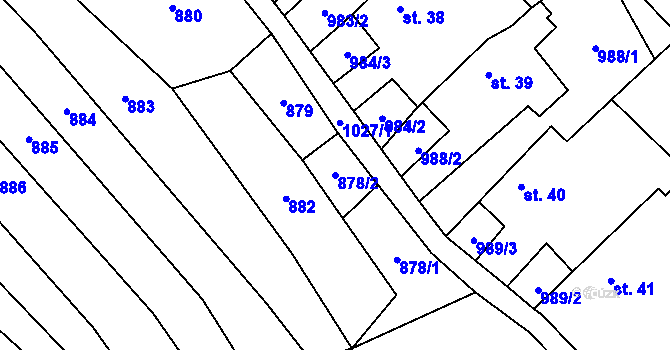 Parcela st. 878/2 v KÚ Klementice, Katastrální mapa