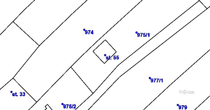 Parcela st. 55 v KÚ Klementice, Katastrální mapa