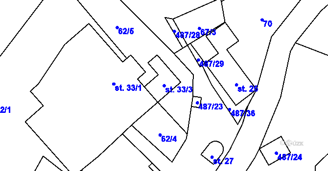 Parcela st. 33/3 v KÚ Kamenná, Katastrální mapa