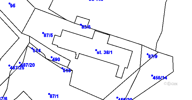 Parcela st. 38/1 v KÚ Kamenná, Katastrální mapa