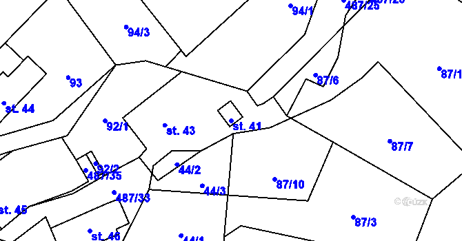 Parcela st. 41 v KÚ Kamenná, Katastrální mapa