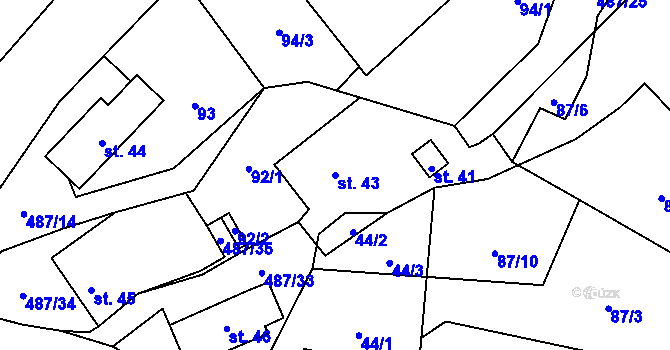 Parcela st. 43 v KÚ Kamenná, Katastrální mapa