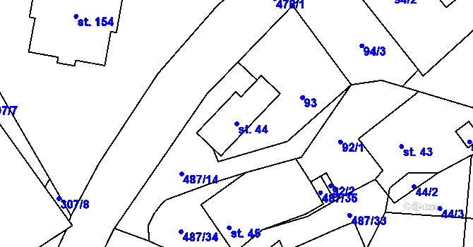 Parcela st. 44 v KÚ Kamenná, Katastrální mapa