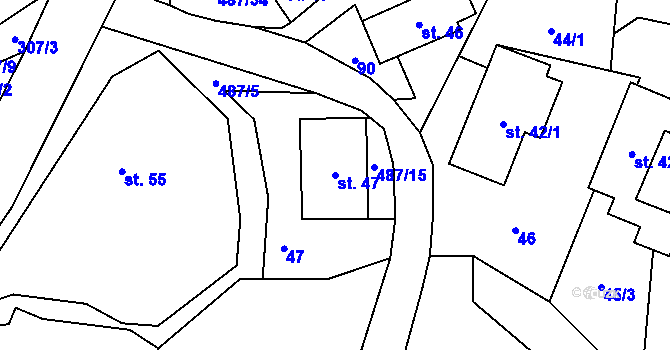 Parcela st. 47 v KÚ Kamenná, Katastrální mapa