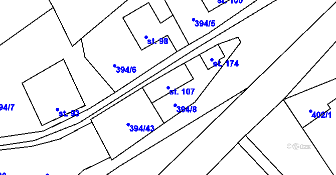 Parcela st. 107 v KÚ Kamenná, Katastrální mapa
