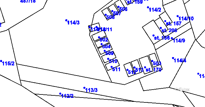 Parcela st. 163 v KÚ Kamenná, Katastrální mapa