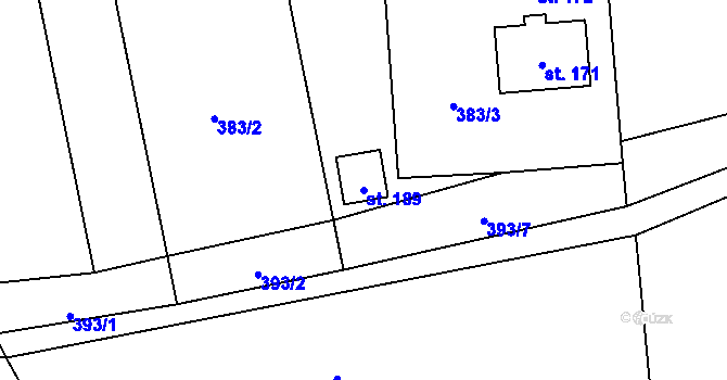 Parcela st. 189 v KÚ Kamenná, Katastrální mapa