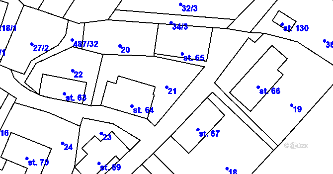 Parcela st. 21 v KÚ Kamenná, Katastrální mapa