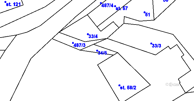 Parcela st. 34/5 v KÚ Kamenná, Katastrální mapa