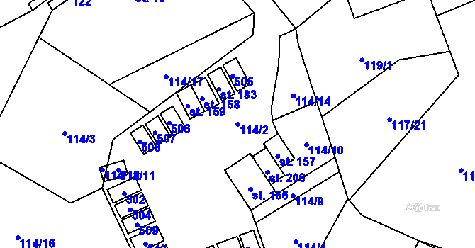 Parcela st. 114/2 v KÚ Kamenná, Katastrální mapa