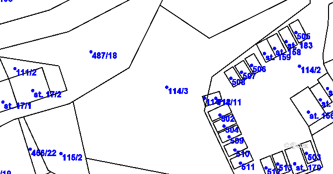 Parcela st. 114/3 v KÚ Kamenná, Katastrální mapa