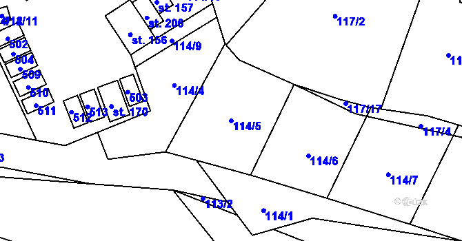 Parcela st. 114/5 v KÚ Kamenná, Katastrální mapa