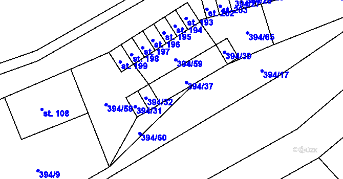 Parcela st. 394/34 v KÚ Kamenná, Katastrální mapa