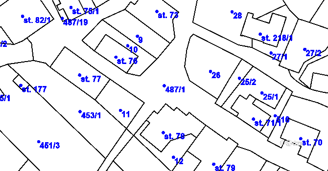 Parcela st. 487/1 v KÚ Kamenná, Katastrální mapa