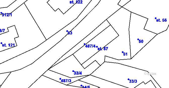 Parcela st. 487/4 v KÚ Kamenná, Katastrální mapa