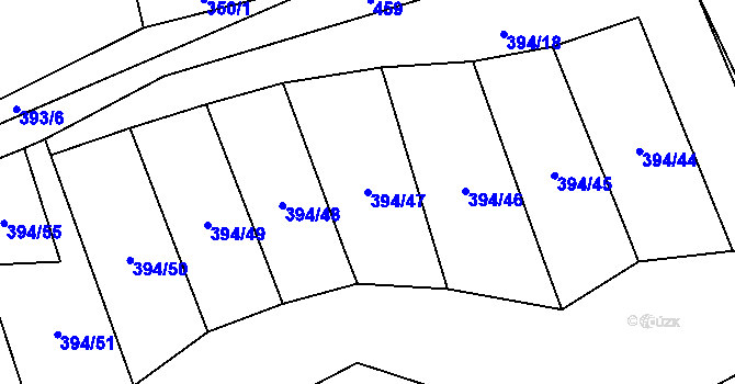Parcela st. 394/47 v KÚ Kamenná, Katastrální mapa