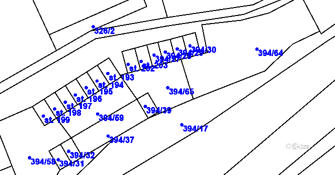 Parcela st. 394/65 v KÚ Kamenná, Katastrální mapa