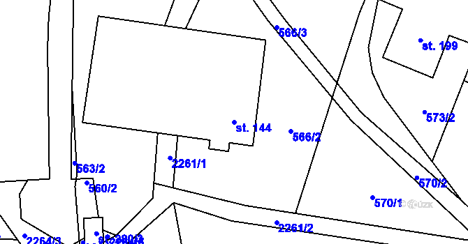 Parcela st. 144 v KÚ Moravská Kamenná Horka, Katastrální mapa