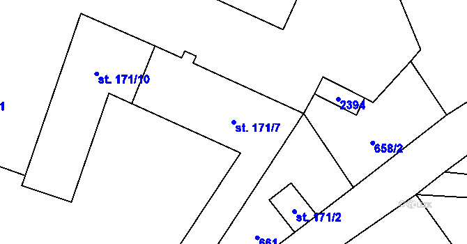 Parcela st. 171/7 v KÚ Moravská Kamenná Horka, Katastrální mapa