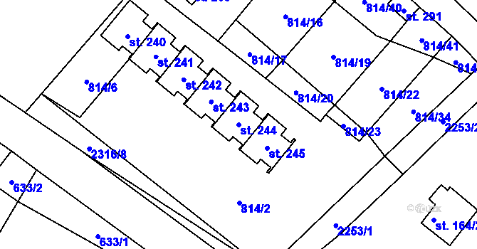 Parcela st. 244 v KÚ Moravská Kamenná Horka, Katastrální mapa
