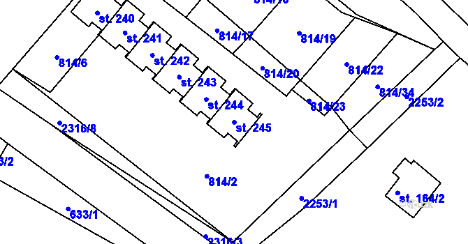 Parcela st. 245 v KÚ Moravská Kamenná Horka, Katastrální mapa