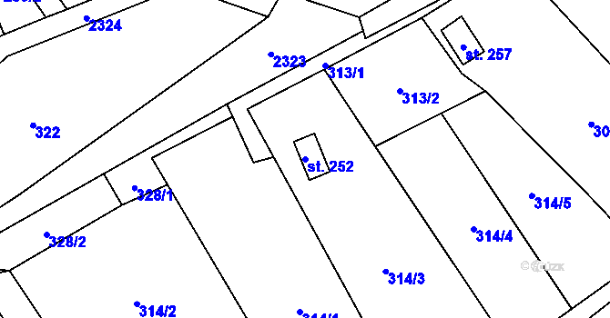 Parcela st. 252 v KÚ Moravská Kamenná Horka, Katastrální mapa