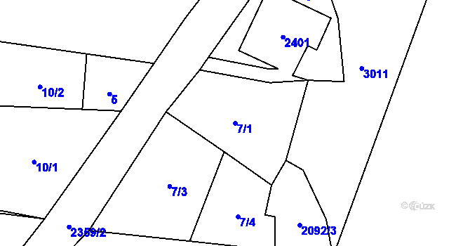 Parcela st. 7/1 v KÚ Moravská Kamenná Horka, Katastrální mapa