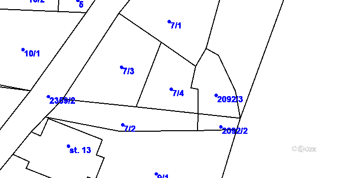 Parcela st. 7/4 v KÚ Moravská Kamenná Horka, Katastrální mapa