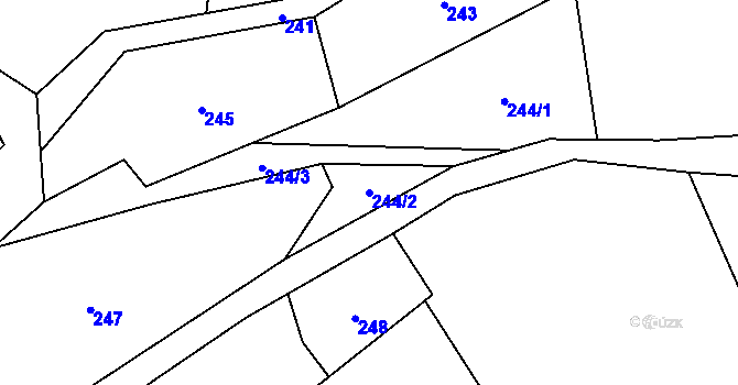 Parcela st. 244/2 v KÚ Moravská Kamenná Horka, Katastrální mapa