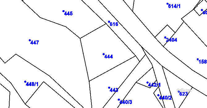 Parcela st. 444 v KÚ Moravská Kamenná Horka, Katastrální mapa