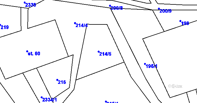 Parcela st. 214/5 v KÚ Moravská Kamenná Horka, Katastrální mapa