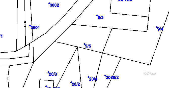 Parcela st. 9/5 v KÚ Moravská Kamenná Horka, Katastrální mapa