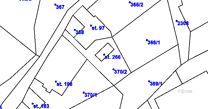 Parcela st. 266 v KÚ Moravská Kamenná Horka, Katastrální mapa