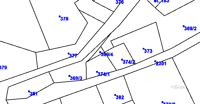 Parcela st. 369/4 v KÚ Moravská Kamenná Horka, Katastrální mapa