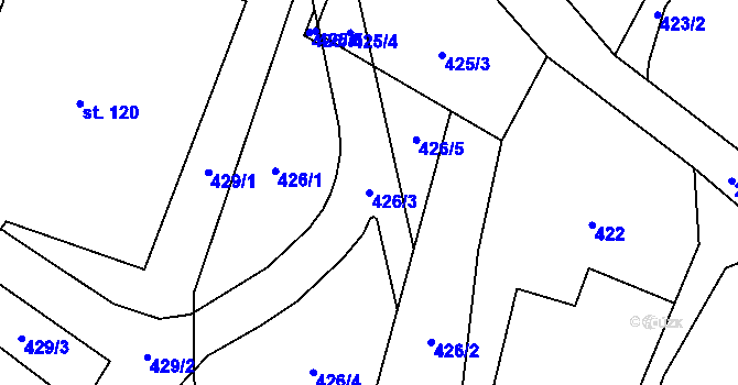 Parcela st. 426/3 v KÚ Moravská Kamenná Horka, Katastrální mapa
