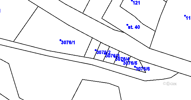 Parcela st. 3076/2 v KÚ Moravská Kamenná Horka, Katastrální mapa