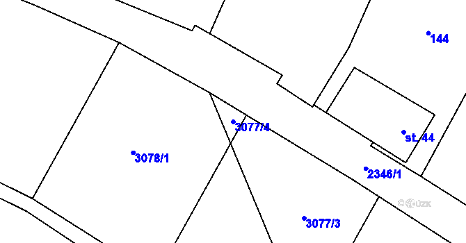 Parcela st. 3077/4 v KÚ Moravská Kamenná Horka, Katastrální mapa