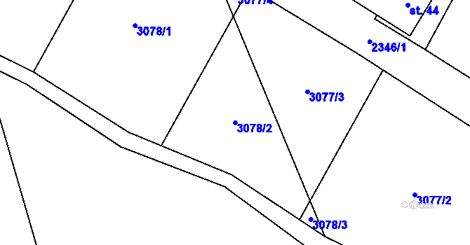 Parcela st. 3078/2 v KÚ Moravská Kamenná Horka, Katastrální mapa