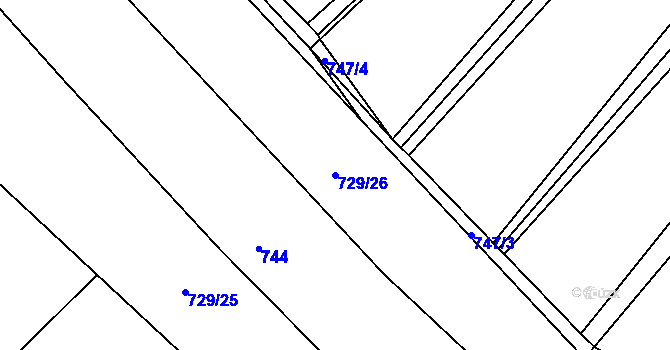 Parcela st. 729/26 v KÚ Kamenná Lhota, Katastrální mapa