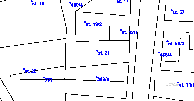 Parcela st. 21 v KÚ Kamenné Zboží, Katastrální mapa