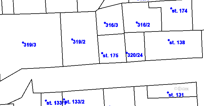 Parcela st. 175 v KÚ Kamenné Zboží, Katastrální mapa