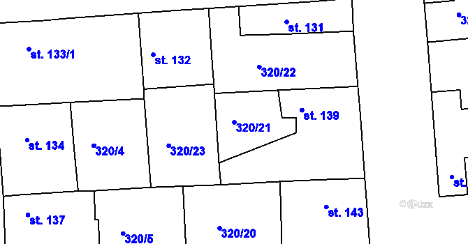 Parcela st. 320/21 v KÚ Kamenné Zboží, Katastrální mapa