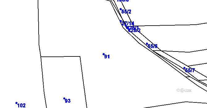 Parcela st. 91 v KÚ Kamenné Zboží, Katastrální mapa
