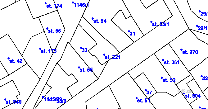 Parcela st. 221 v KÚ Kamenné Žehrovice, Katastrální mapa