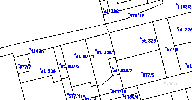 Parcela st. 338/1 v KÚ Kamenné Žehrovice, Katastrální mapa