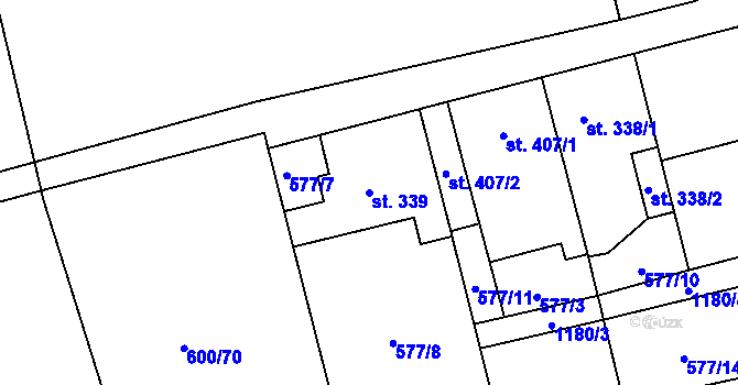 Parcela st. 339 v KÚ Kamenné Žehrovice, Katastrální mapa