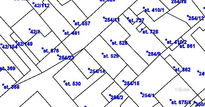 Parcela st. 529 v KÚ Kamenné Žehrovice, Katastrální mapa