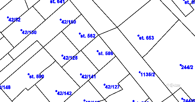 Parcela st. 586 v KÚ Kamenné Žehrovice, Katastrální mapa